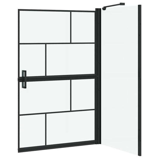Bade dusjvegg Svart og gjennomsiktig 80 x 68 x 128 cm