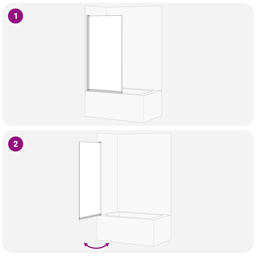 Bade dusjvegg Svart 68 x 130 cm Herdet glass