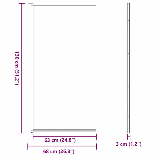 Bade dusjvegg Svart 68 x 130 cm Herdet glass
