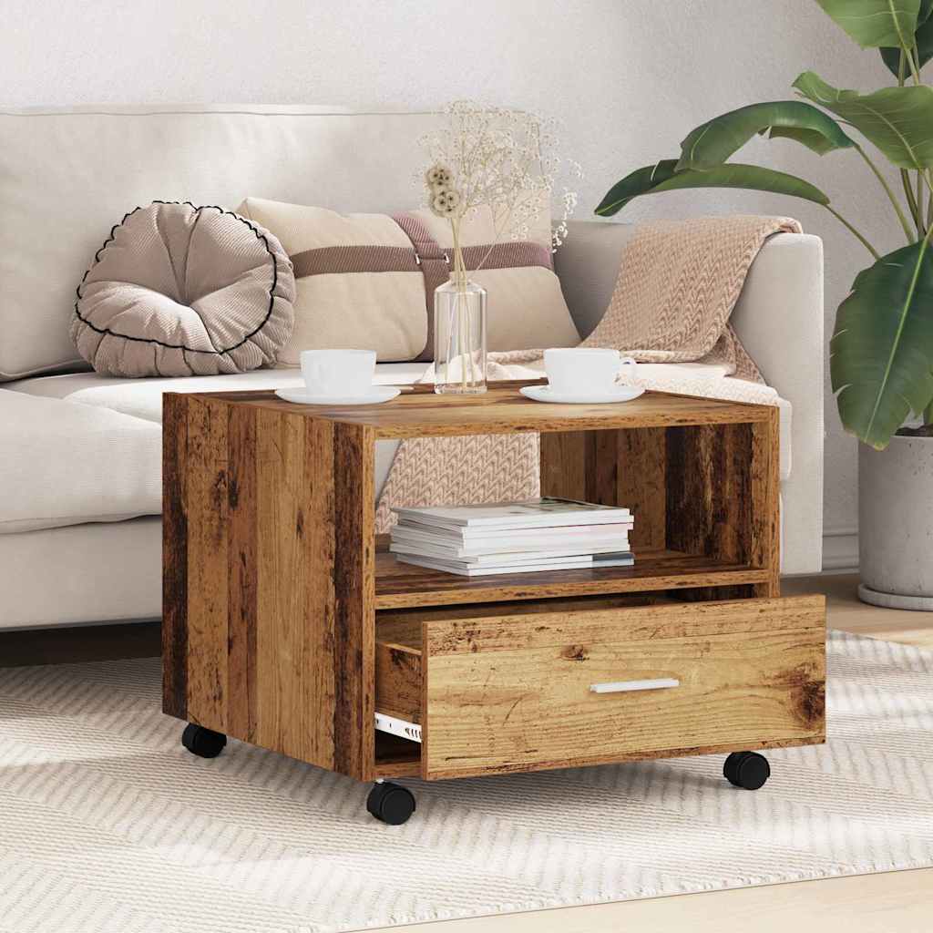 Kaffebord med skuff Gamle tre 55 x 55 x 45cm Konstruert tre