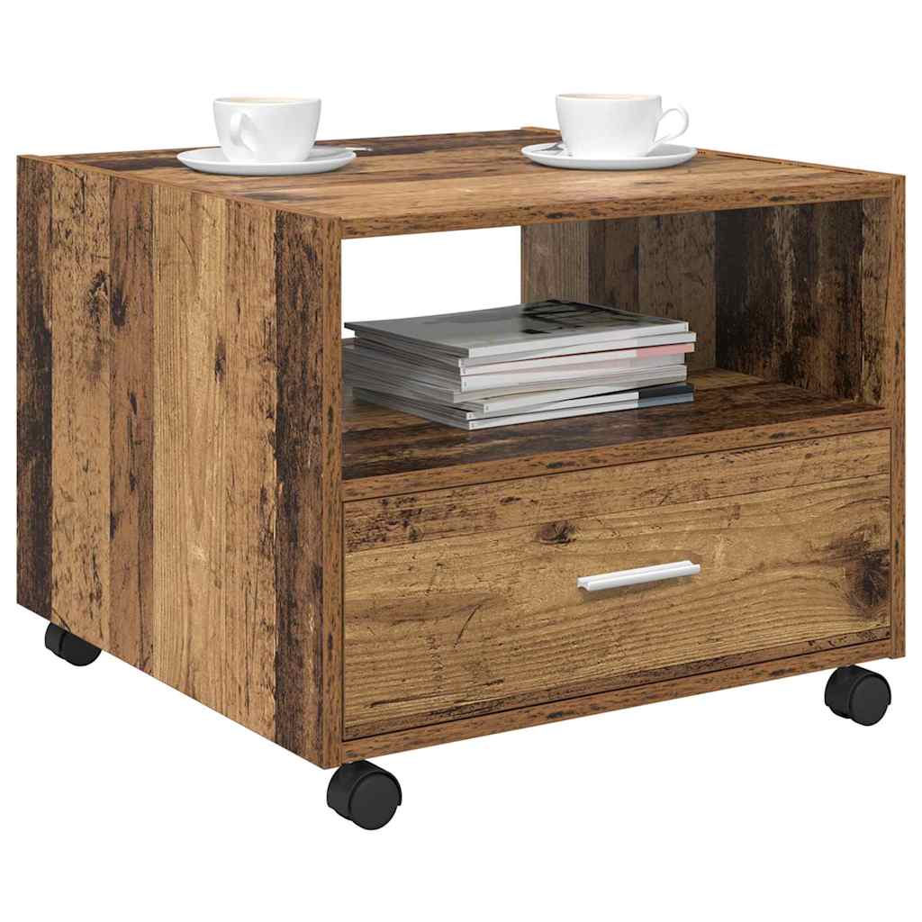 Kaffebord med skuff Gamle tre 55 x 55 x 45cm Konstruert tre