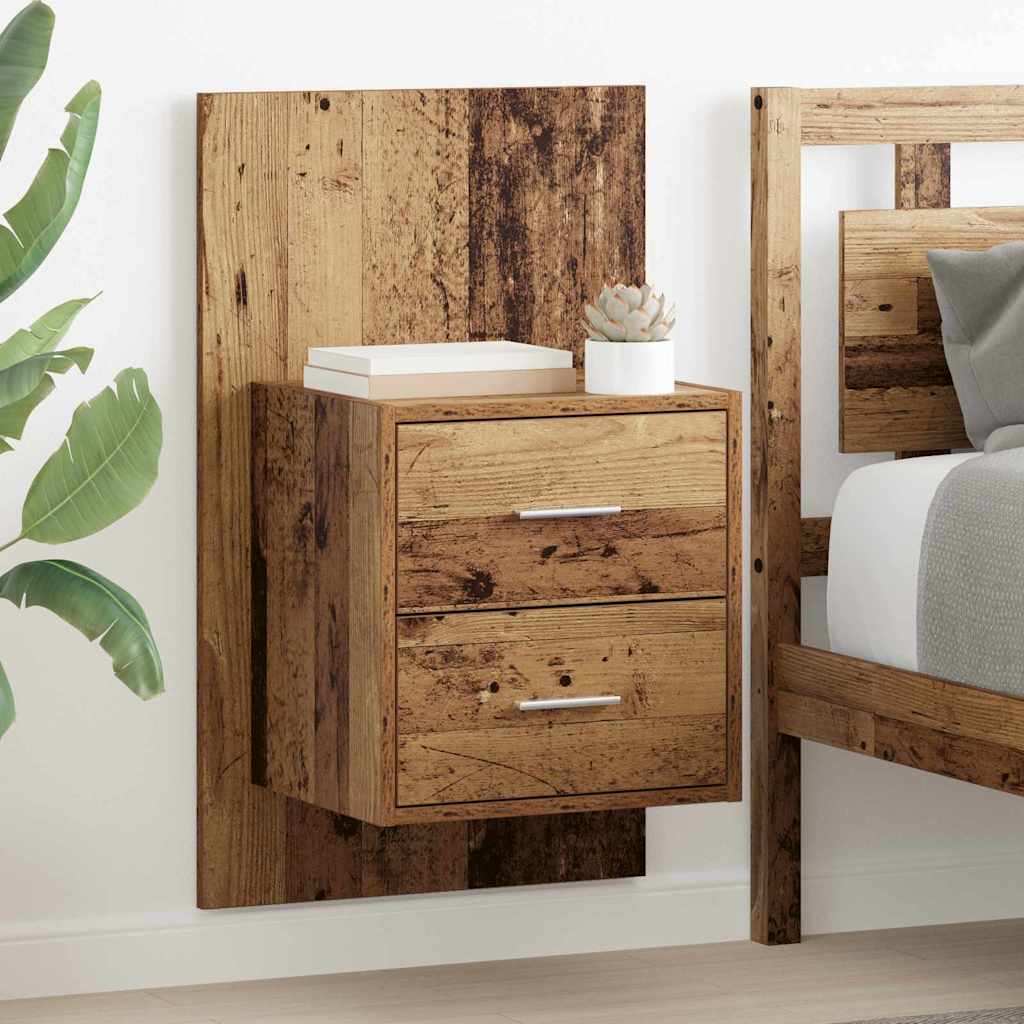 Vegghengt nattbord 2 pcs Gamle tre 48,5 x 32,5 x 80 cm