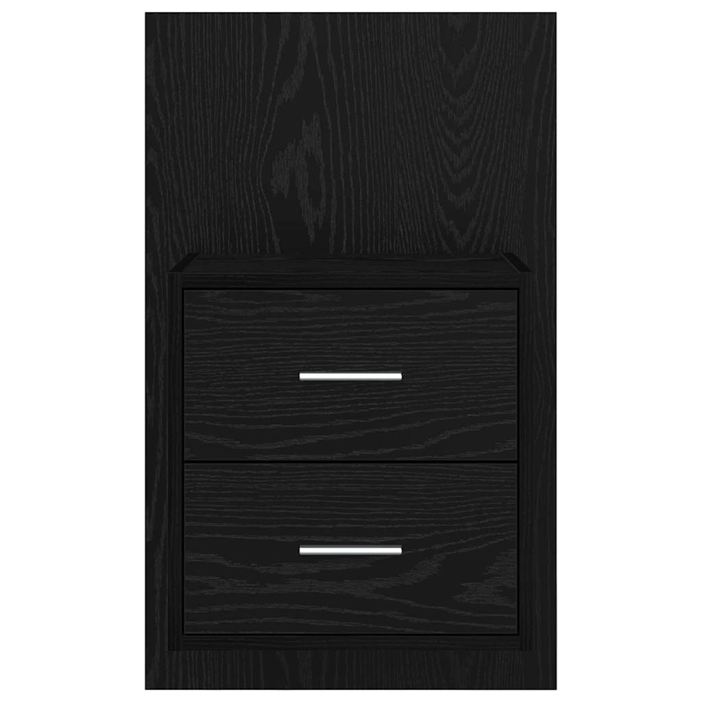Vegghengt nattbord 2 pcs Svart Eik 48,5 x 32,5 x 80 cm