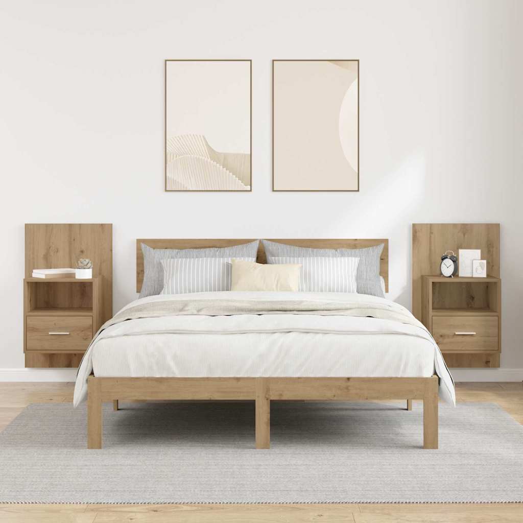 Nattbordskap 2 stk. Artisan Eik 50 x 32,5 x 80cm Konstruert tre