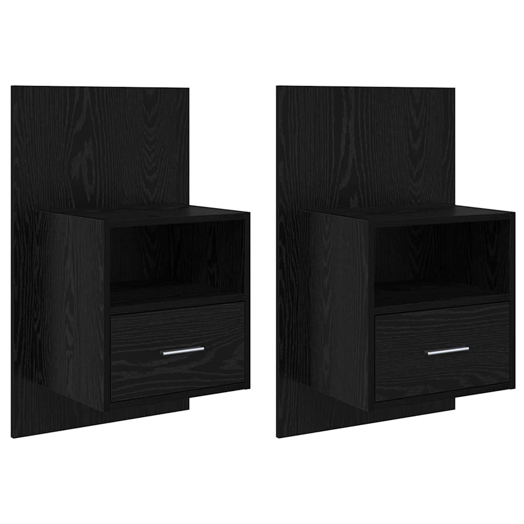 Nattbordskap 2 pcs Svart Eik 50 x 32,5 x 80cm Konstruert tre