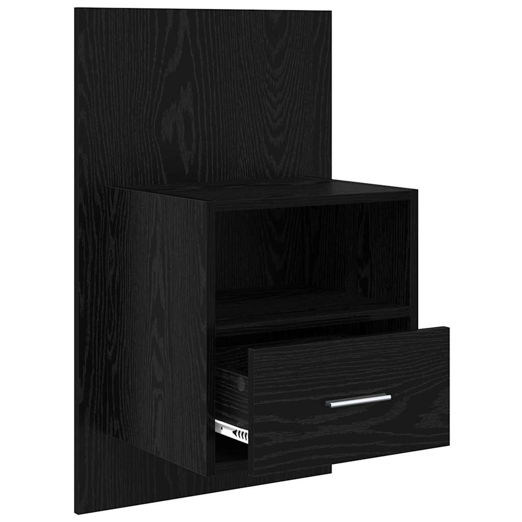 Nattbordskap 2 pcs Svart Eik 50 x 32,5 x 80cm Konstruert tre