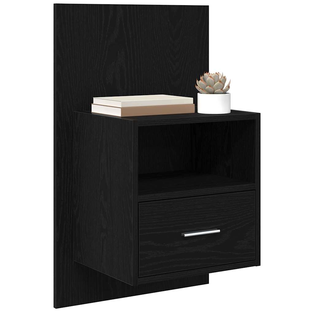 Nattbordskap 2 pcs Svart Eik 50 x 32,5 x 80cm Konstruert tre