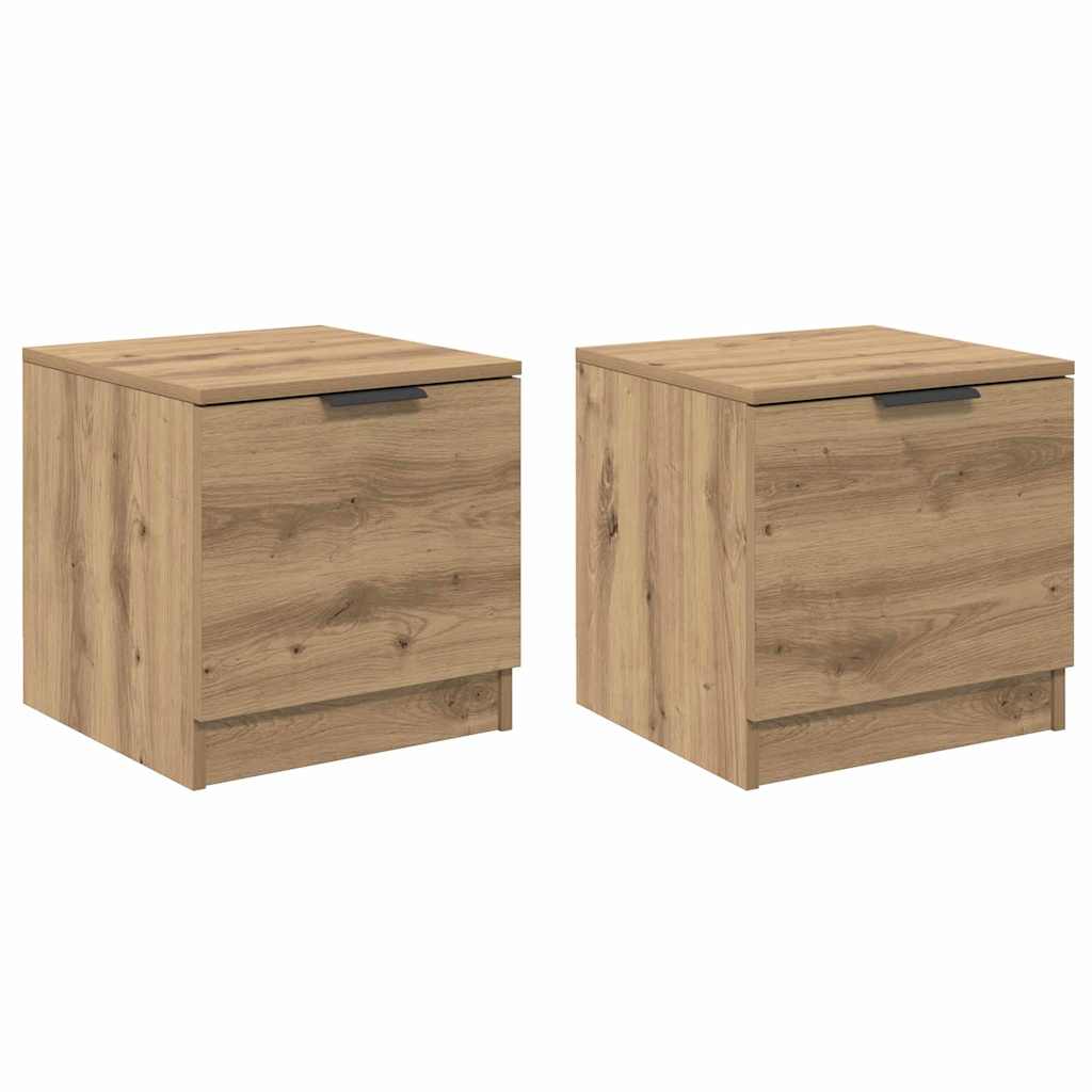 Sengeskap 2 pcs Artisan Eik 40 x 39 x 40cm Konstruert tre