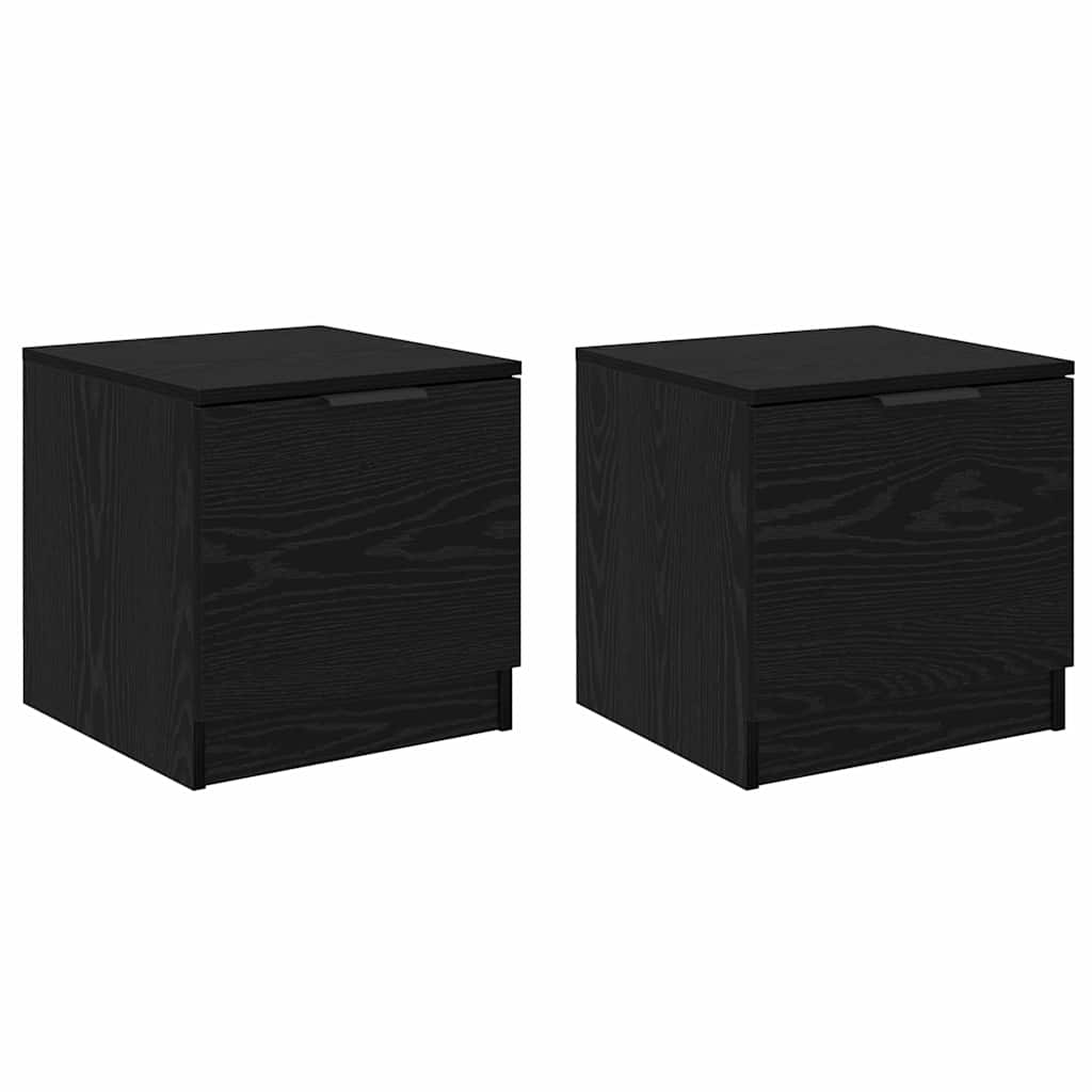 Sengeskap 2 pcs Svart Eik 40 x 39 x 40cm Konstruert tre