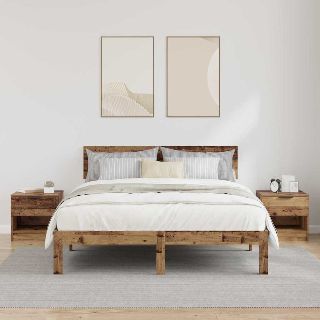 Sengeskap 2 pcs Gammelt tre 40 x 39 x 40cm Konstruert tre
