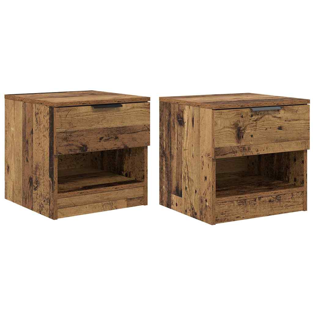 Sengeskap 2 pcs Gammelt tre 40 x 39 x 40cm Konstruert tre