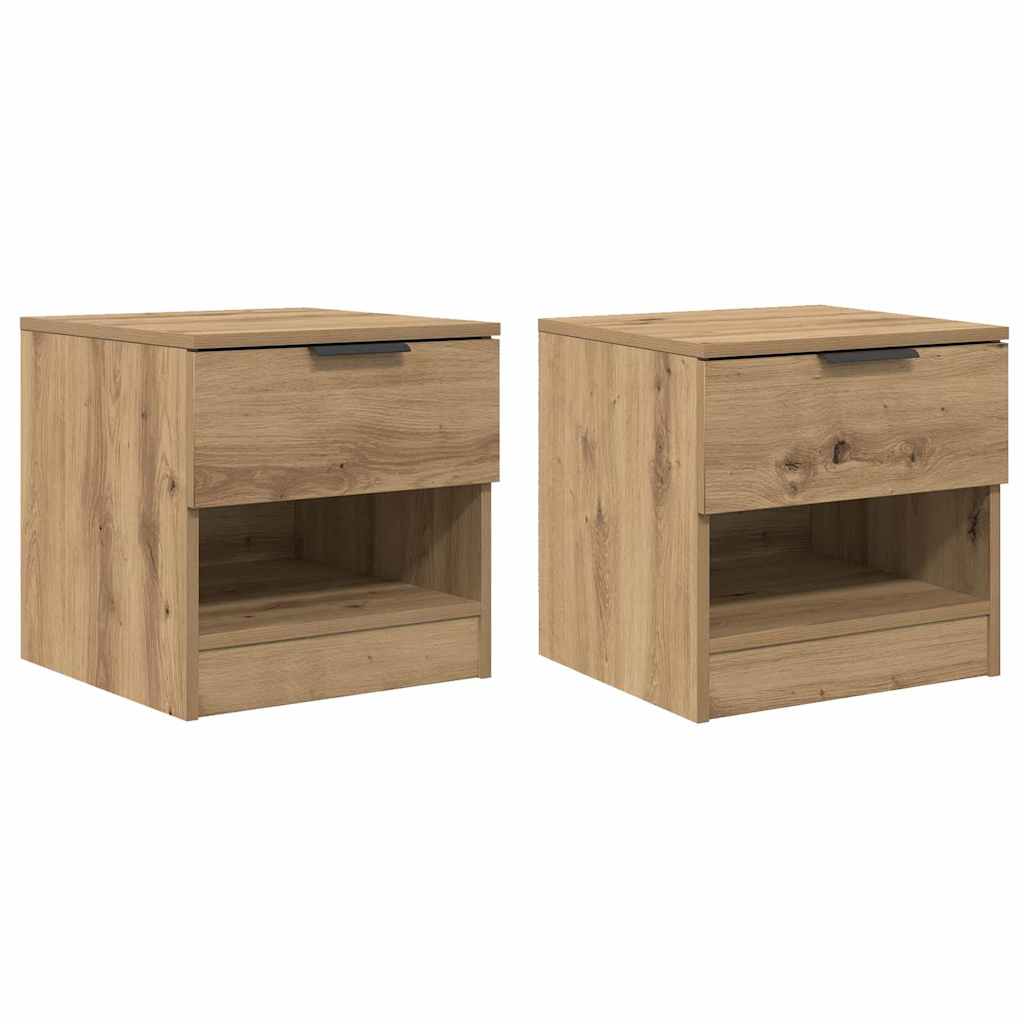 Sengeskap 2 pcs Artisan Eik 40 x 39 x 40cm Konstruert tre