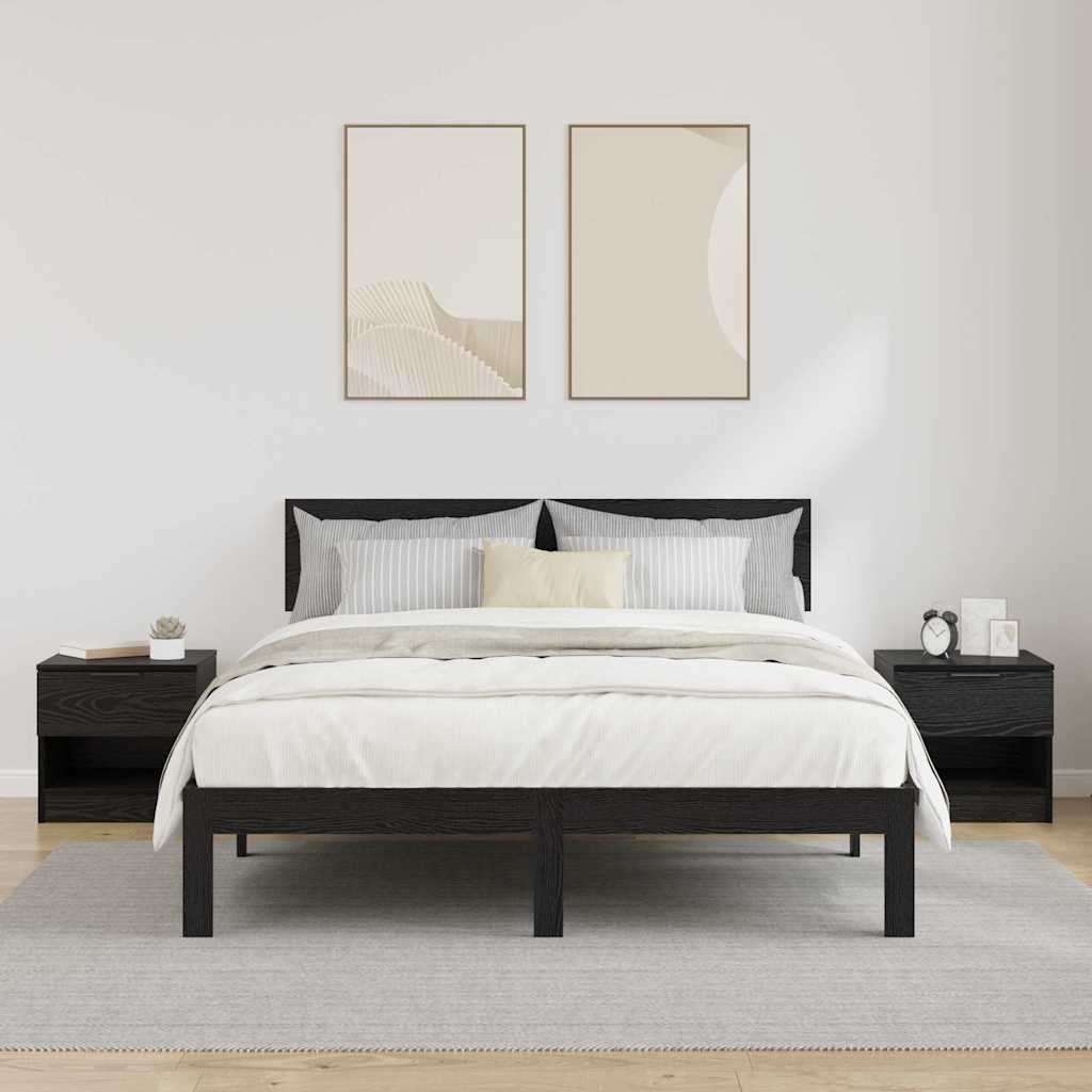 Sengeskap 2 pcs Svart Eik 40 x 39 x 40cm Konstruert tre