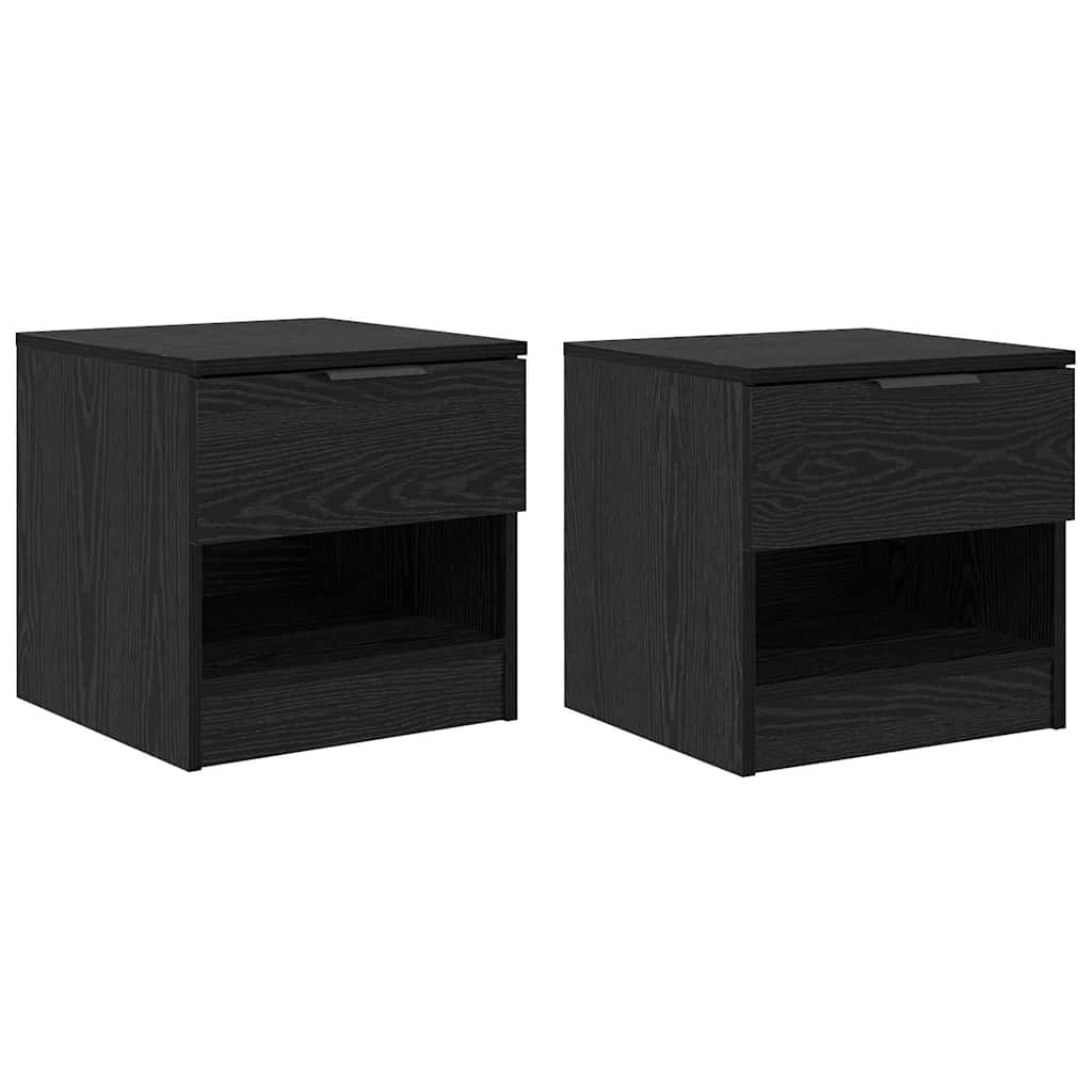 Sengeskap 2 pcs Svart Eik 40 x 39 x 40cm Konstruert tre