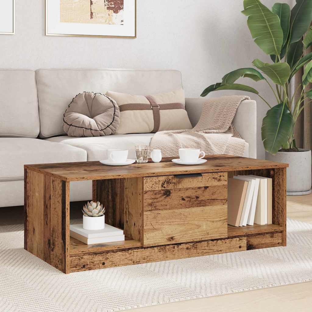 Kaffebord med skuff Gamle tre 102 x 50 x 36cm Konstruert tre