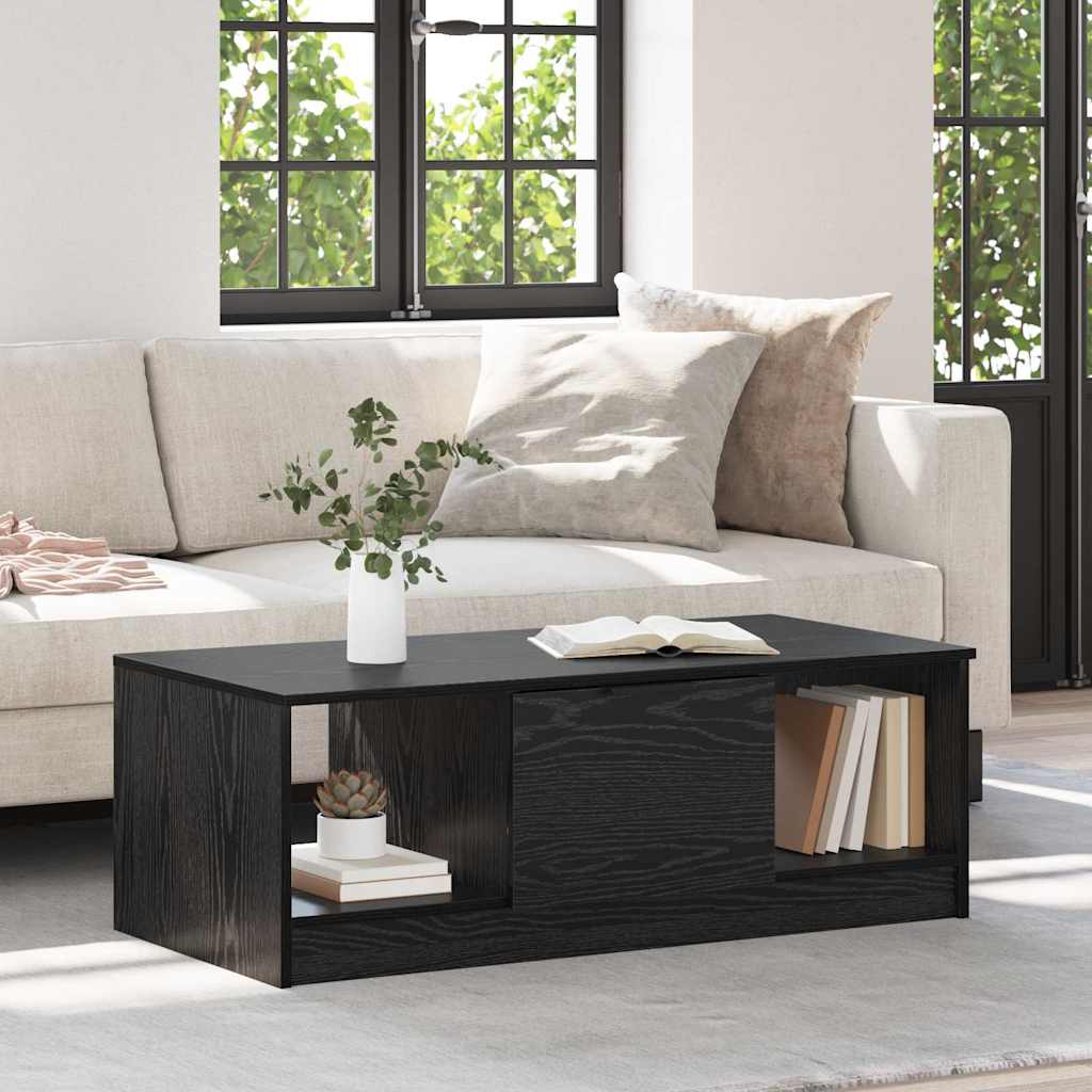 Kaffebord med skuff Svart Eik 102 x 50 x 36cm Konstruert tre