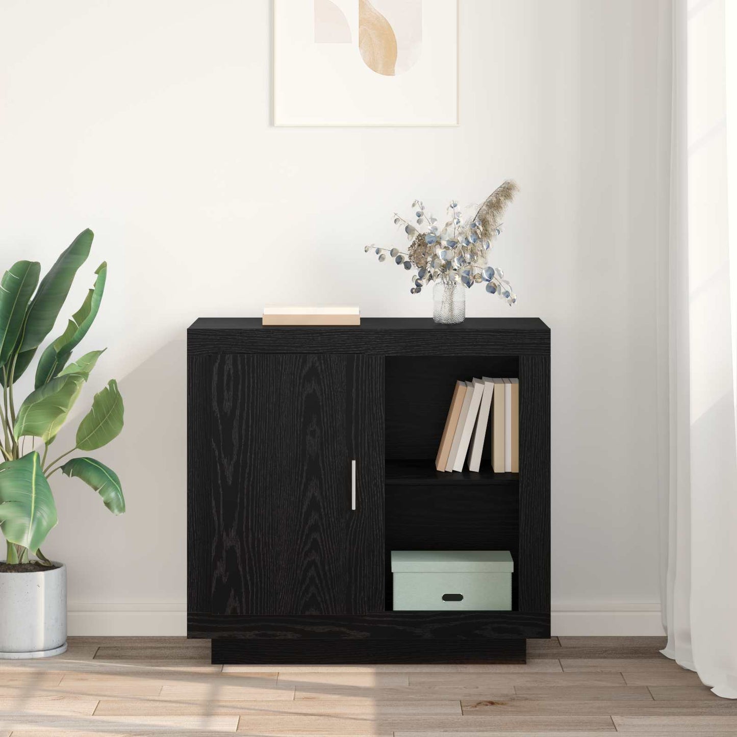 Serviesskap Svart Eik 80 x 40 x 75 cm Konstruert tre