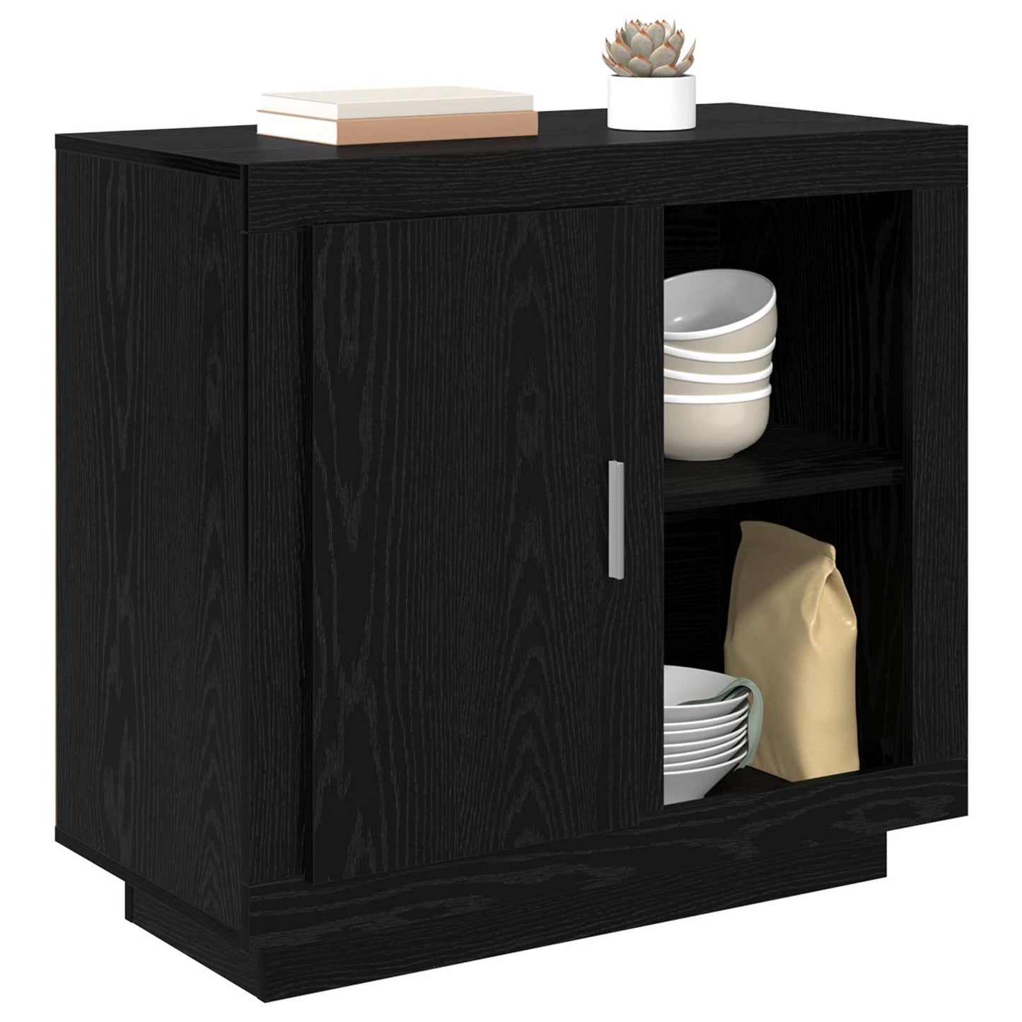 Serviesskap Svart Eik 80 x 40 x 75 cm Konstruert tre