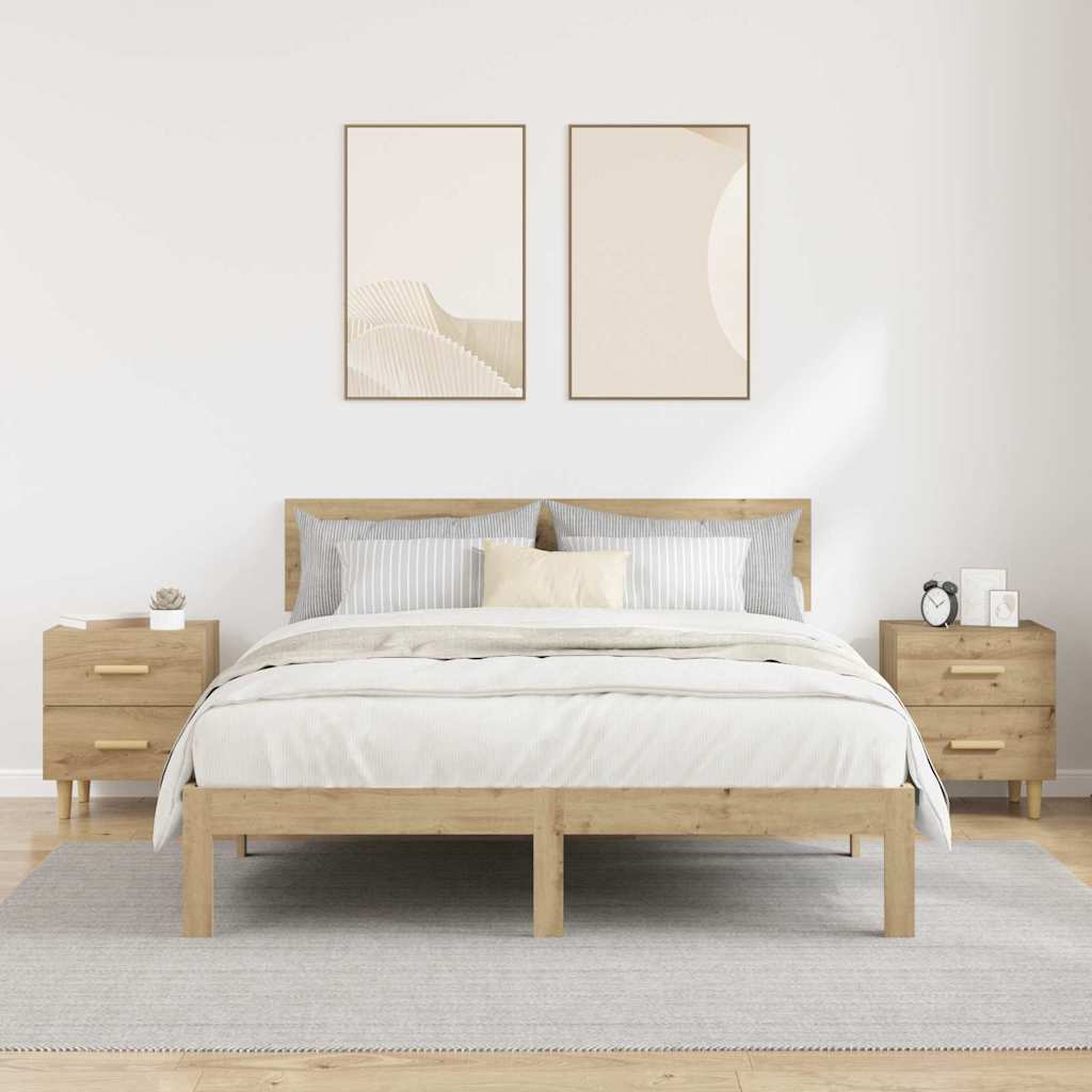 Sengeskap 2 pcs Artisan Eik 40 x 35 x 47.5cm Konstruert tre