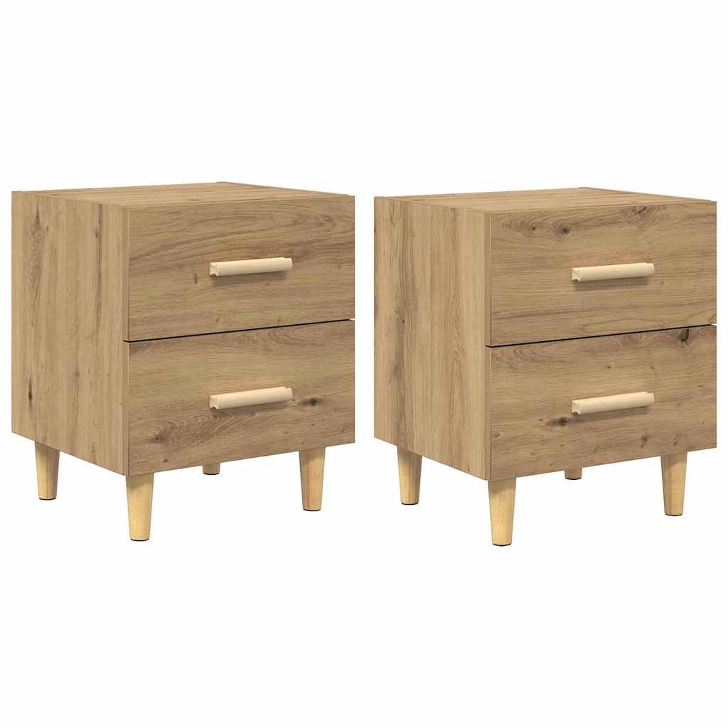Sengeskap 2 pcs Artisan Eik 40 x 35 x 47.5cm Konstruert tre
