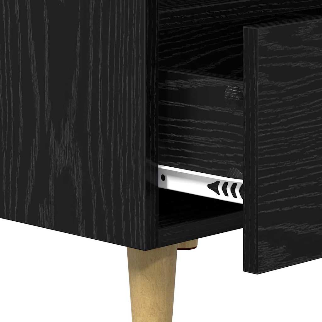 Sengeskap 2 pcs Svart Eik 40 x 35 x 47.5cm Konstruert tre