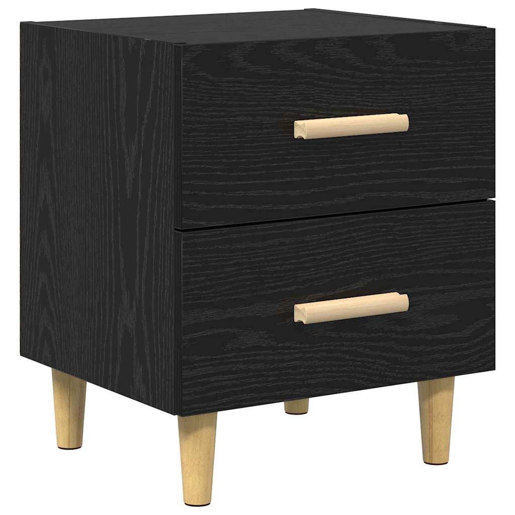 Sengeskap 2 pcs Svart Eik 40 x 35 x 47.5cm Konstruert tre