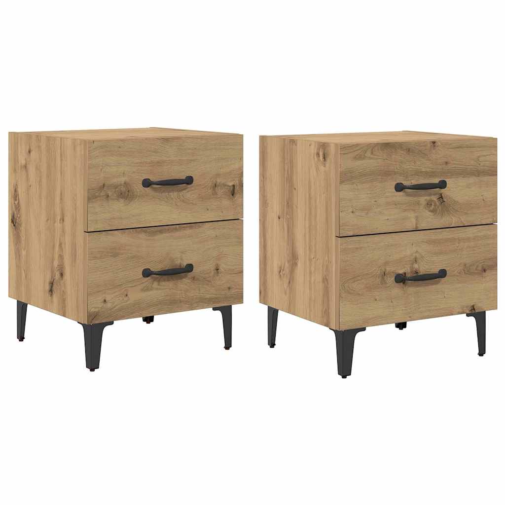 Sengeskap 2 pcs Artisan Eik 40 x 35 x 47,5 cm Konstruert tre