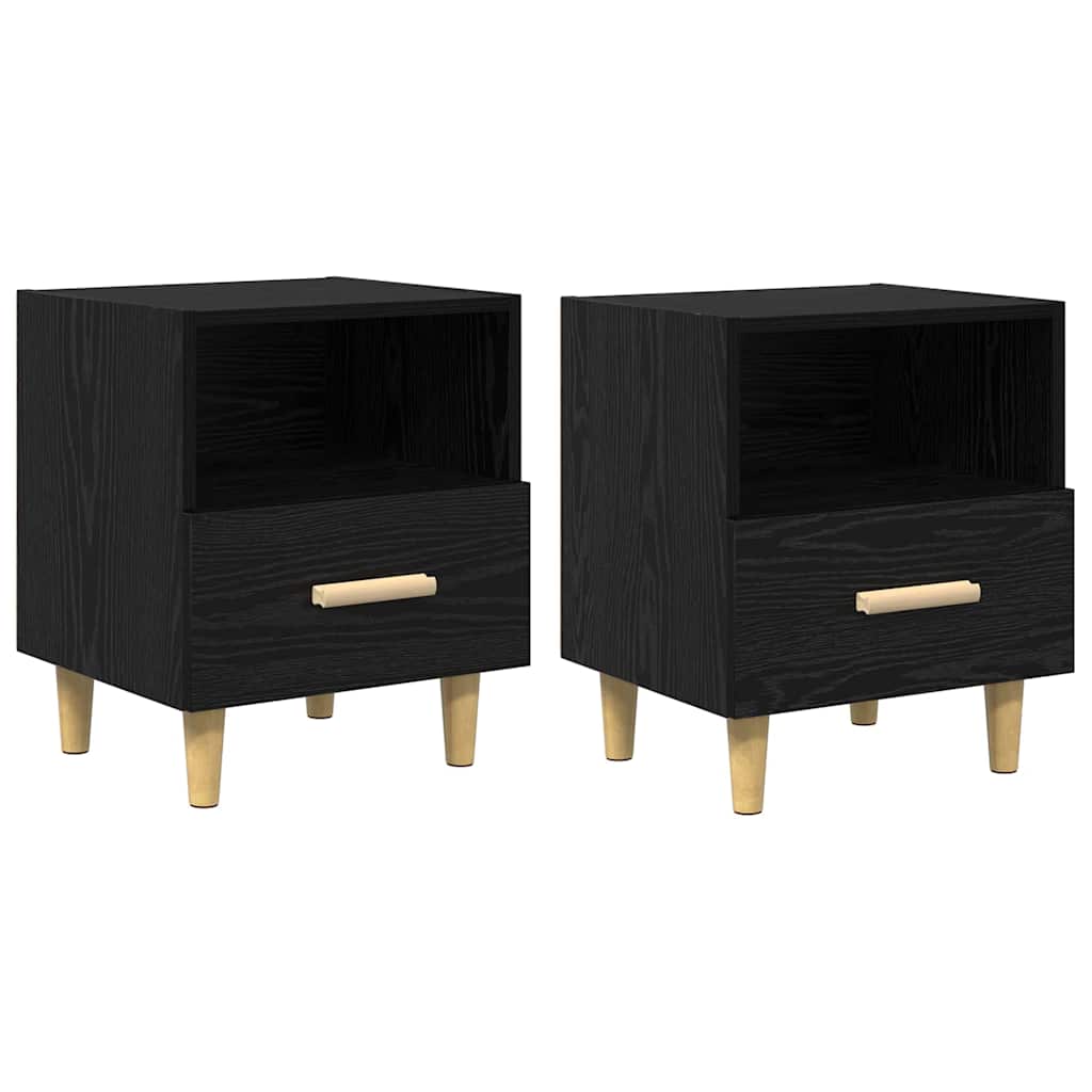 Nattbordskap 2 pcs Svart Eik 40 x 35 x 47 cm Konstruert tre