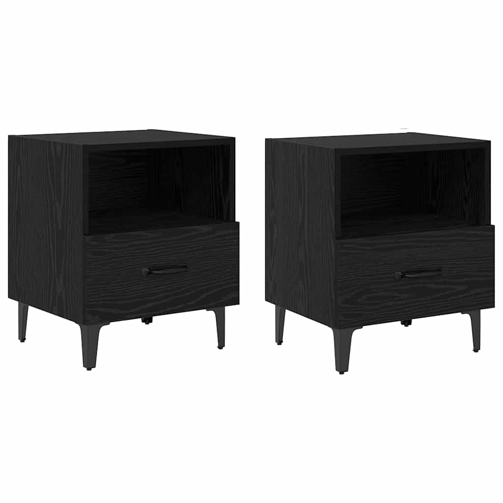 Nattbordskap 2 pcs Svart eik 40 x 35 x 47.5 cm Konstruert tre