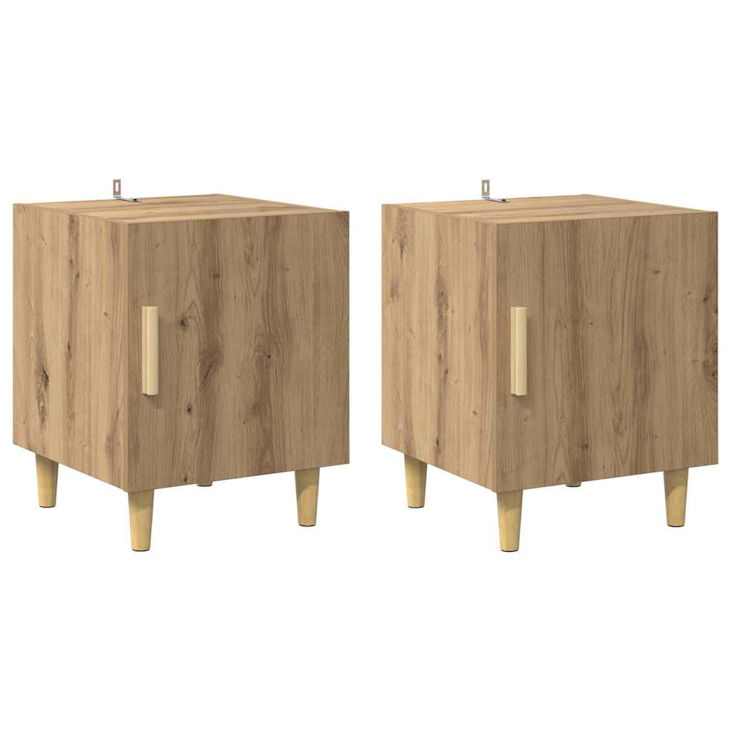 Nattbordskap 2 pcs Artisan Eik 40 x 40 x 50 cm Konstruert tre