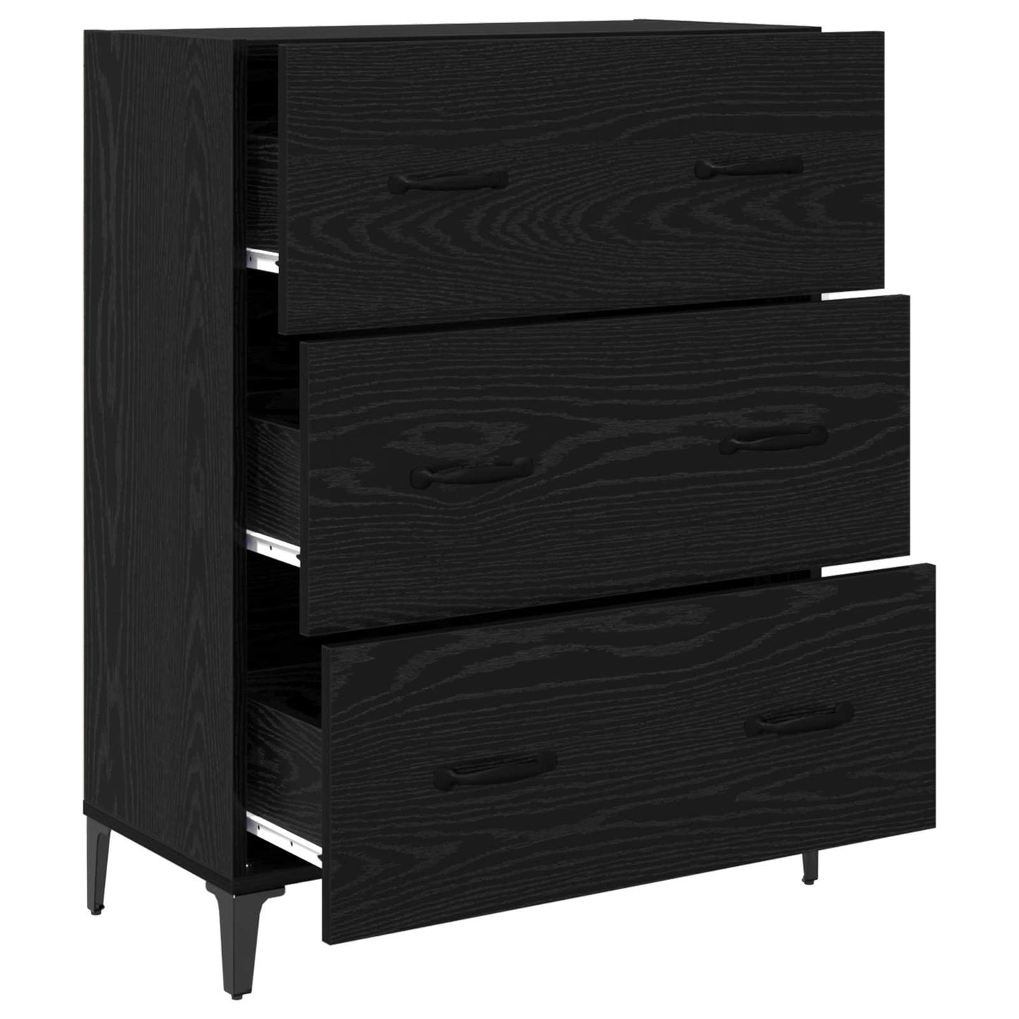 Serviesskap Svart Eik 69,5 x 34 x 90 cm Ingeniørtre og jern