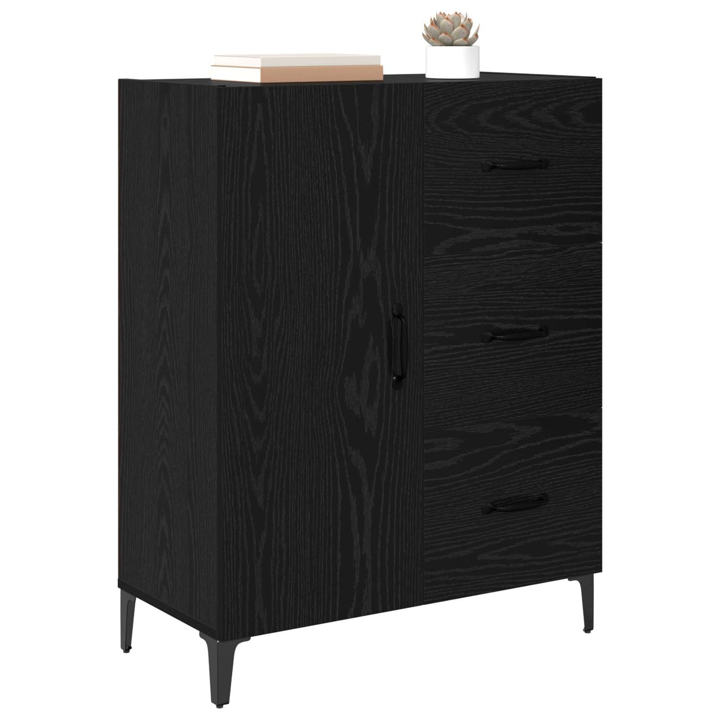 Serviesskap Svart Eik 69,5 x 34 x 90 cm Konstruert tre