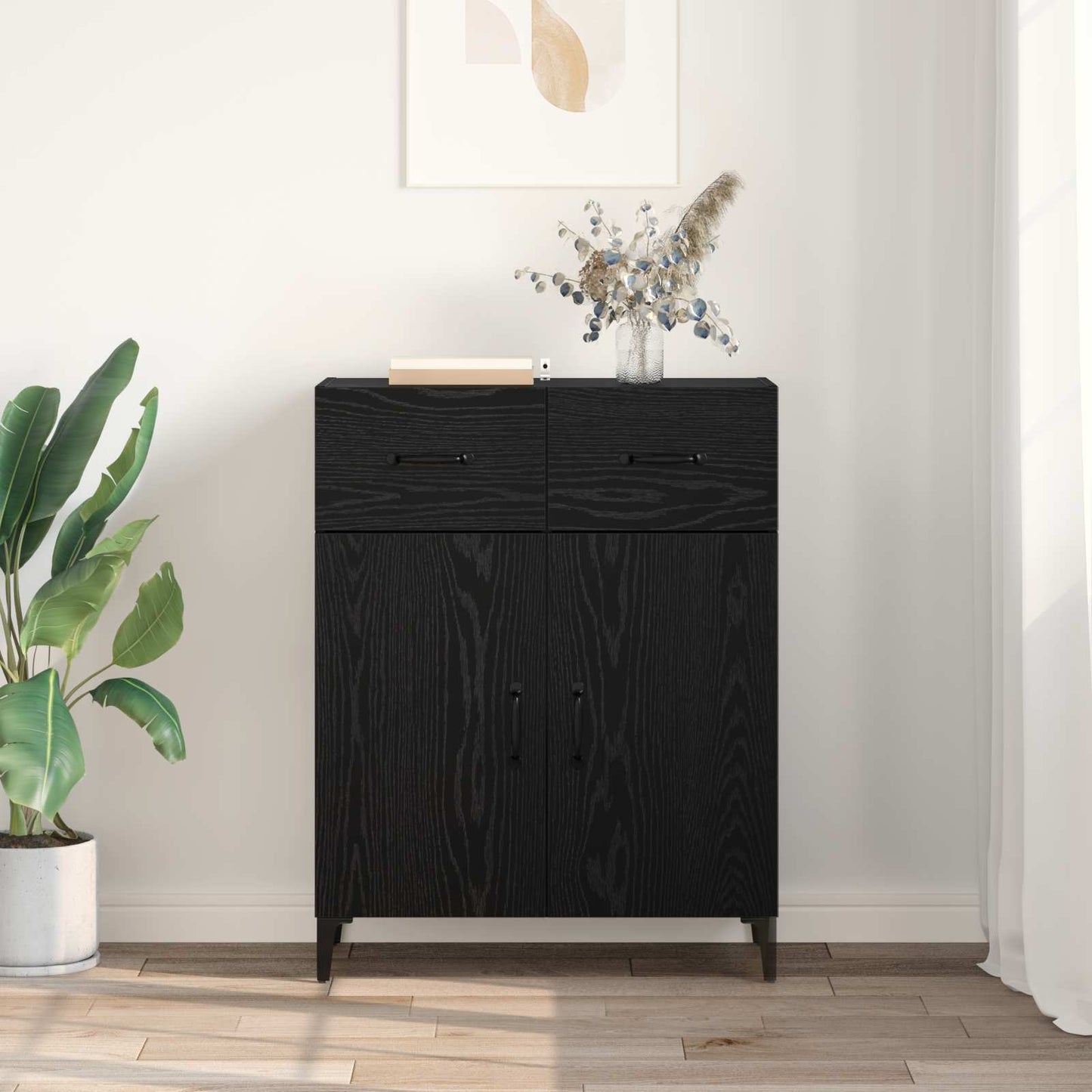 Serviesskap Svart Eik 69,5 x 34 x 90 cm Konstruert tre