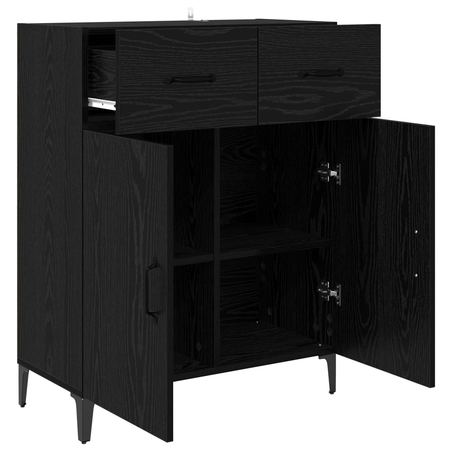 Serviesskap Svart Eik 69,5 x 34 x 90 cm Konstruert tre