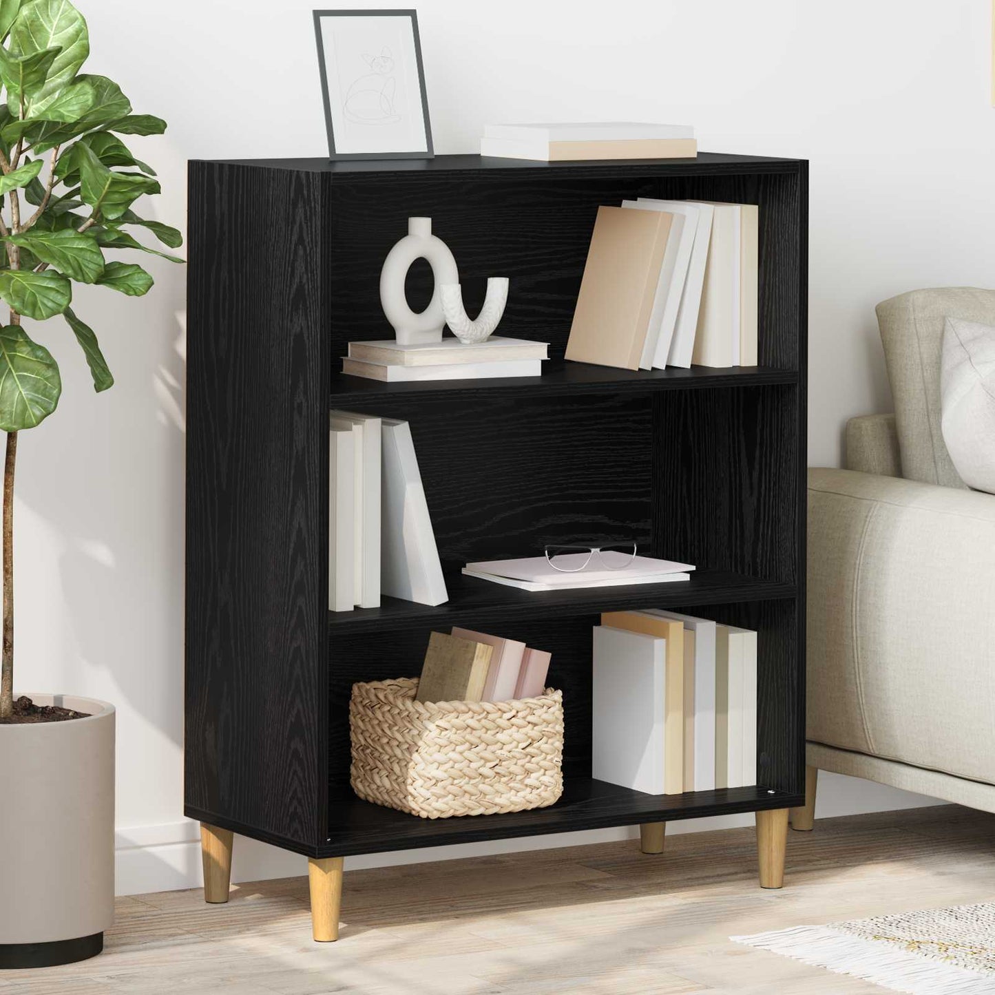 Serviesskap Svart Eik 69,5 x 32,5 x 90 cm Konstruert tre