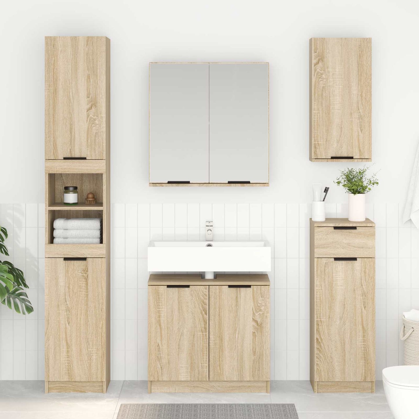 Baderomsskap Sonoma eik 64,5 x 33,5 x 59 cm Konstruert tre