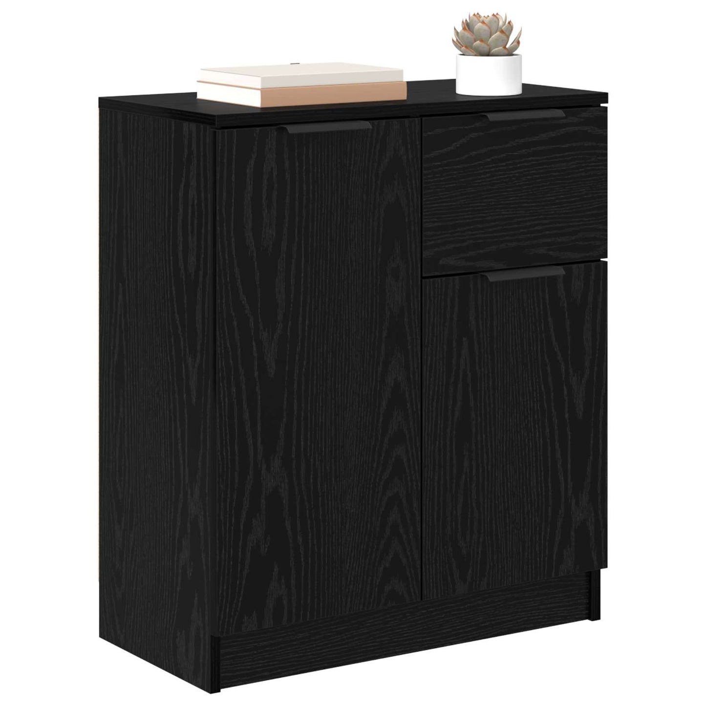 Serviesskap med skuff Svart Eik 60 x 30 x 70 cm Konstruert tre