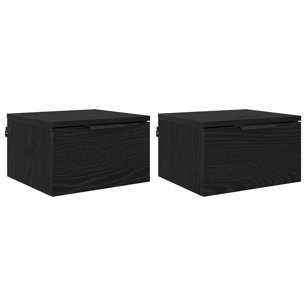 Nattbordskap 2 pcs Svart Eik 34 x 30 x 20 cm Konstruert tre