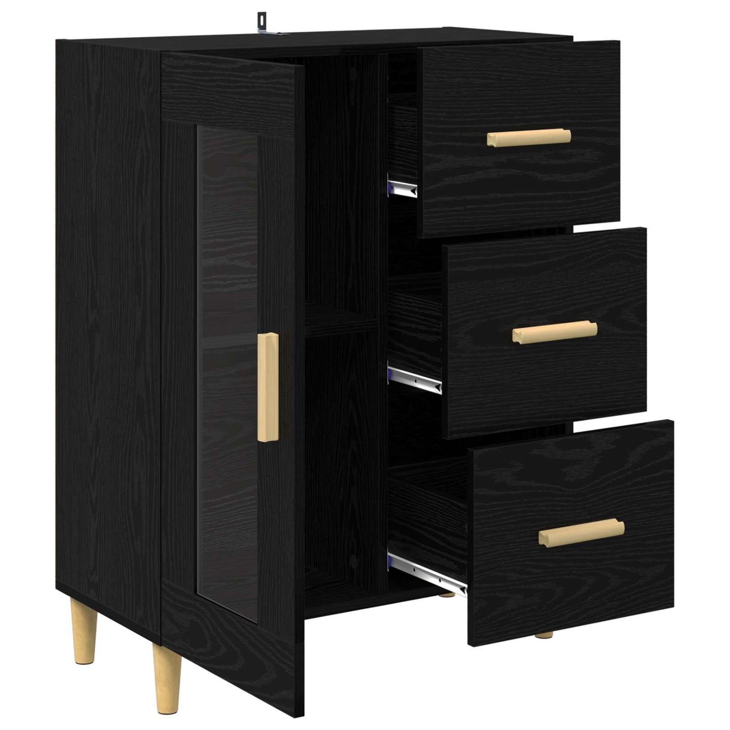 Serviesskap Svart Eik 69,5 x 34 x 90 cm Konstruert tre
