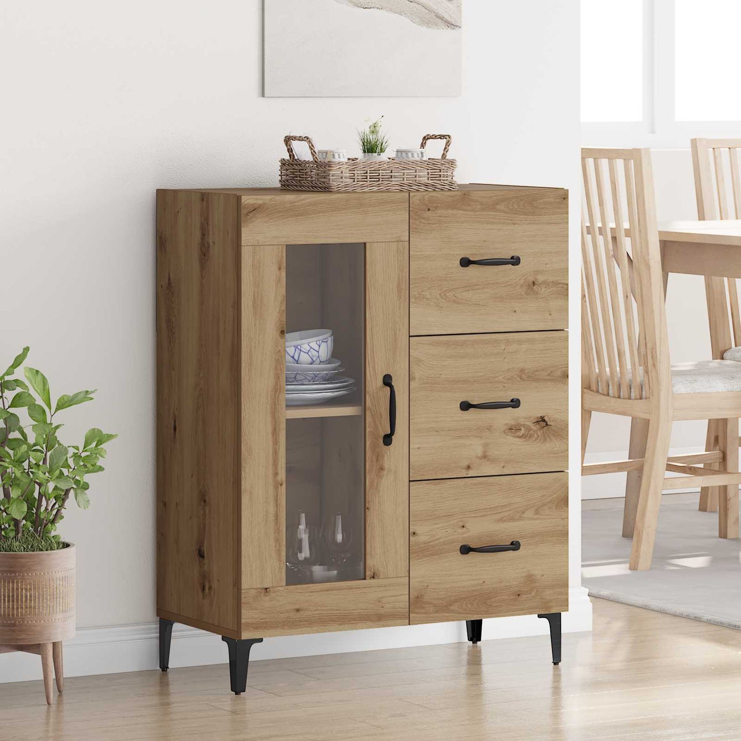 Serviesskap Artisan Eik 69,5 x 34 x 90 cm Ingeniørtre og jern