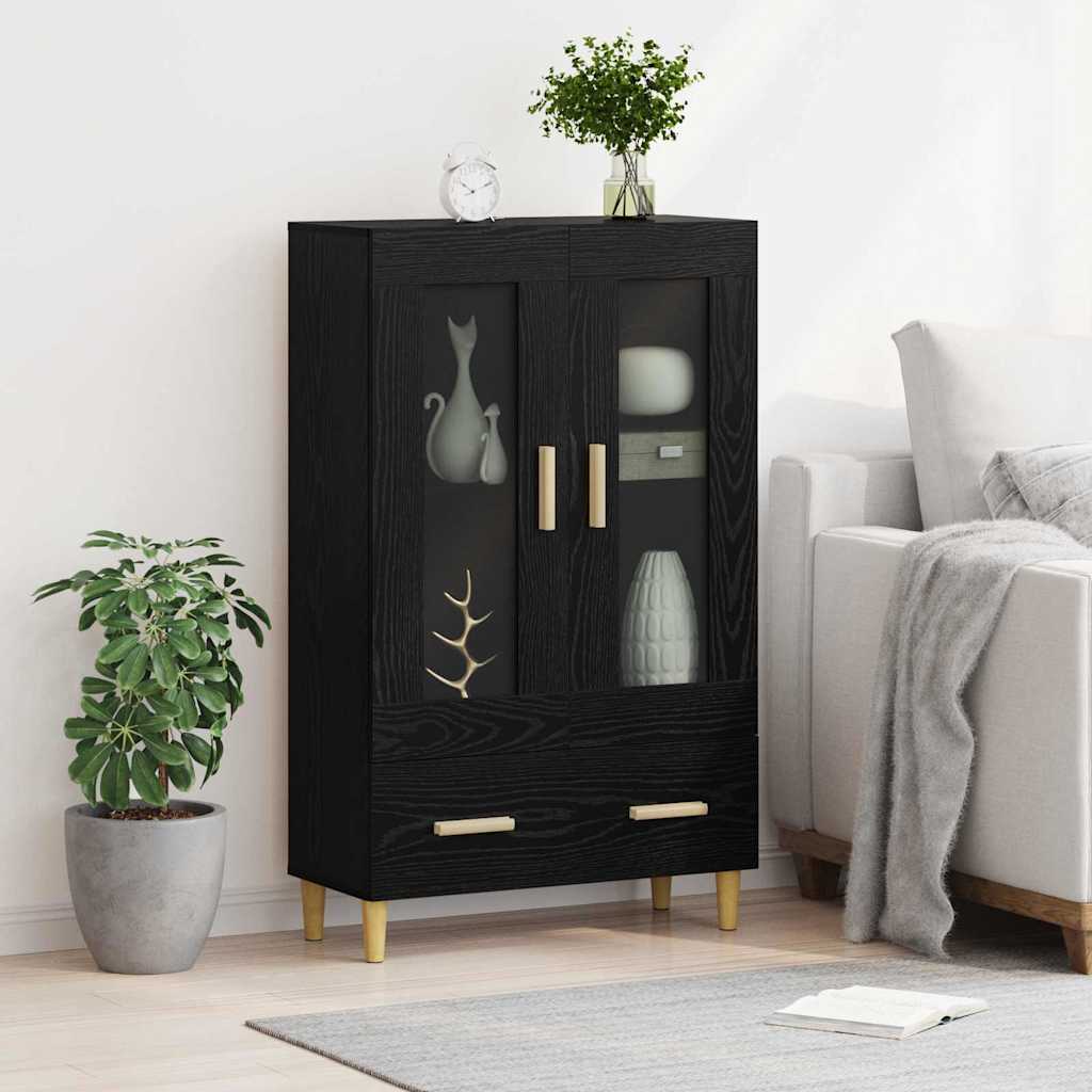 Høyskap med skuff Svart Eik 70 x 31 x 115 cm Konstruert tre