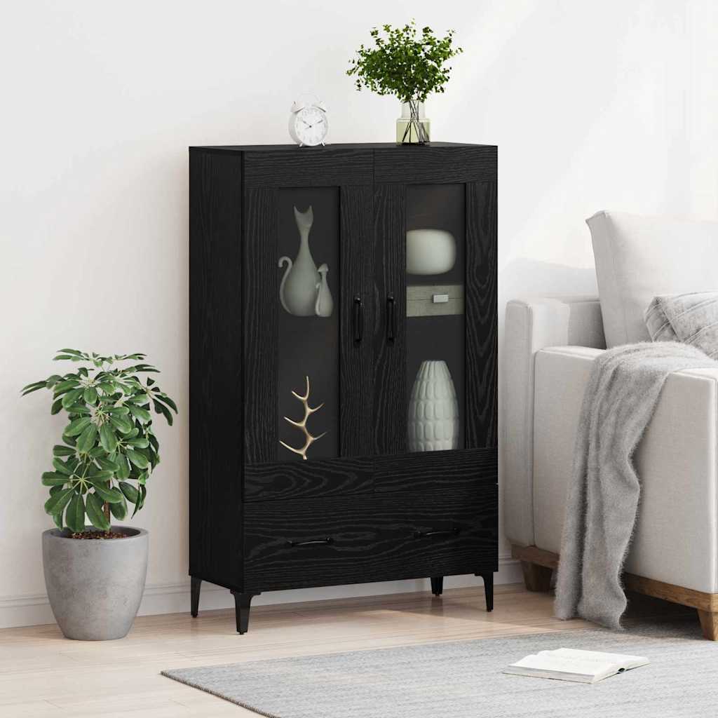 Høyskap Svart Eik 70 x 31 x 115 cm Ingeniørtre og jern