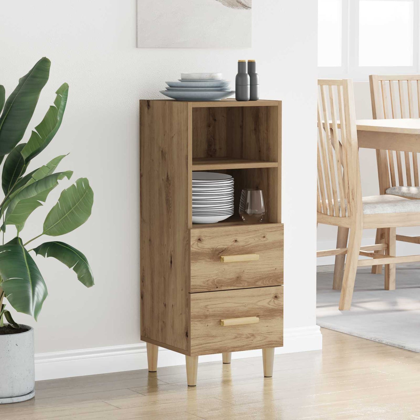 Serviesskap artisan eik 34 x 34,5 x 90 cm Konstruert tre