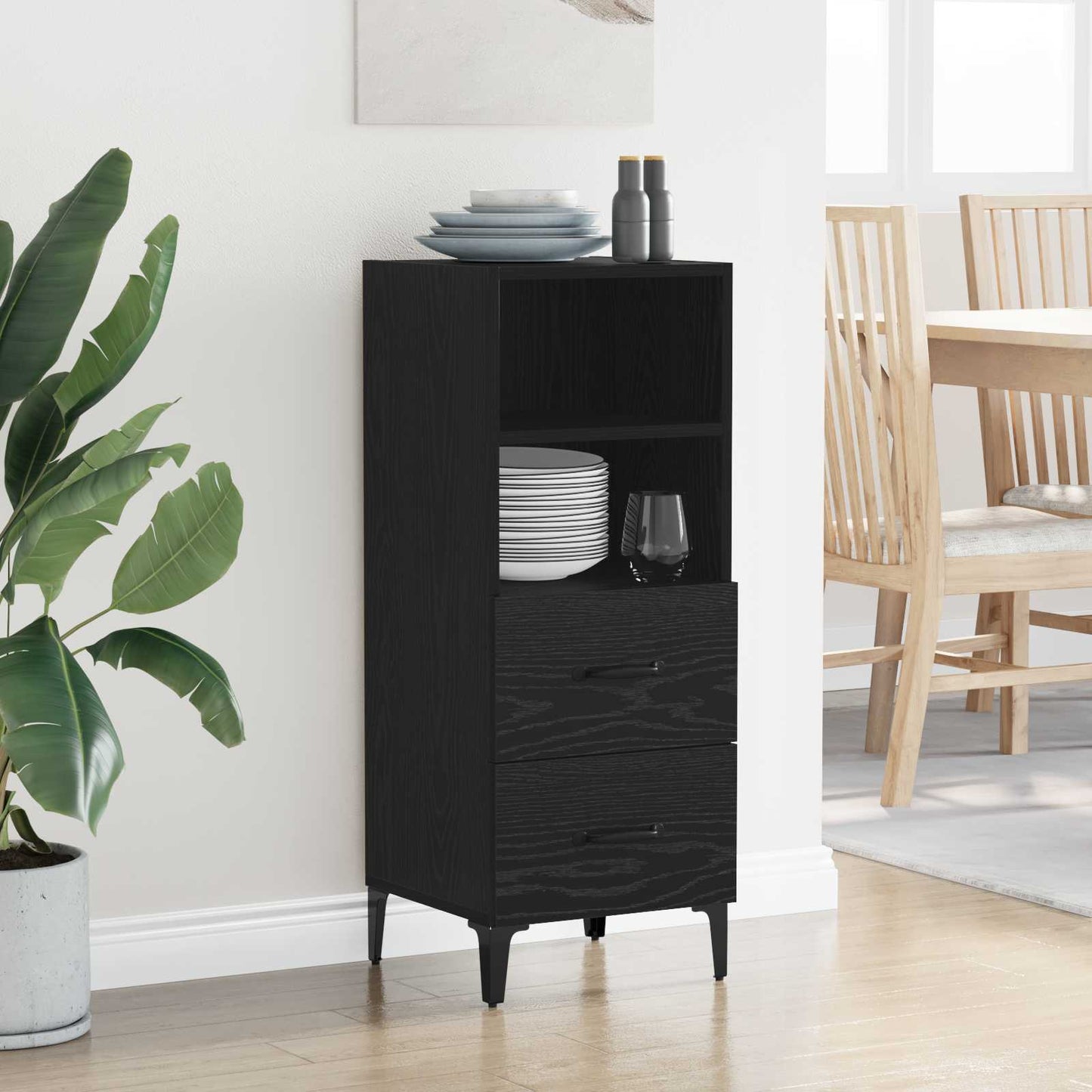 Serviesskap Svart eik 34 x 34.5 x 90 cm Konstruert tre