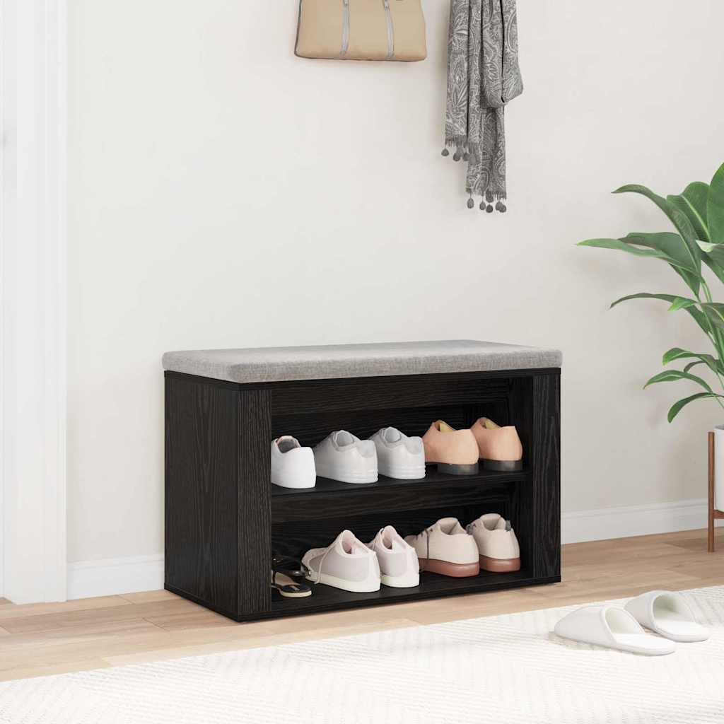 Sko Hylle med hylle Svart eik 75 x 35 x 45 cm Konstruert tre