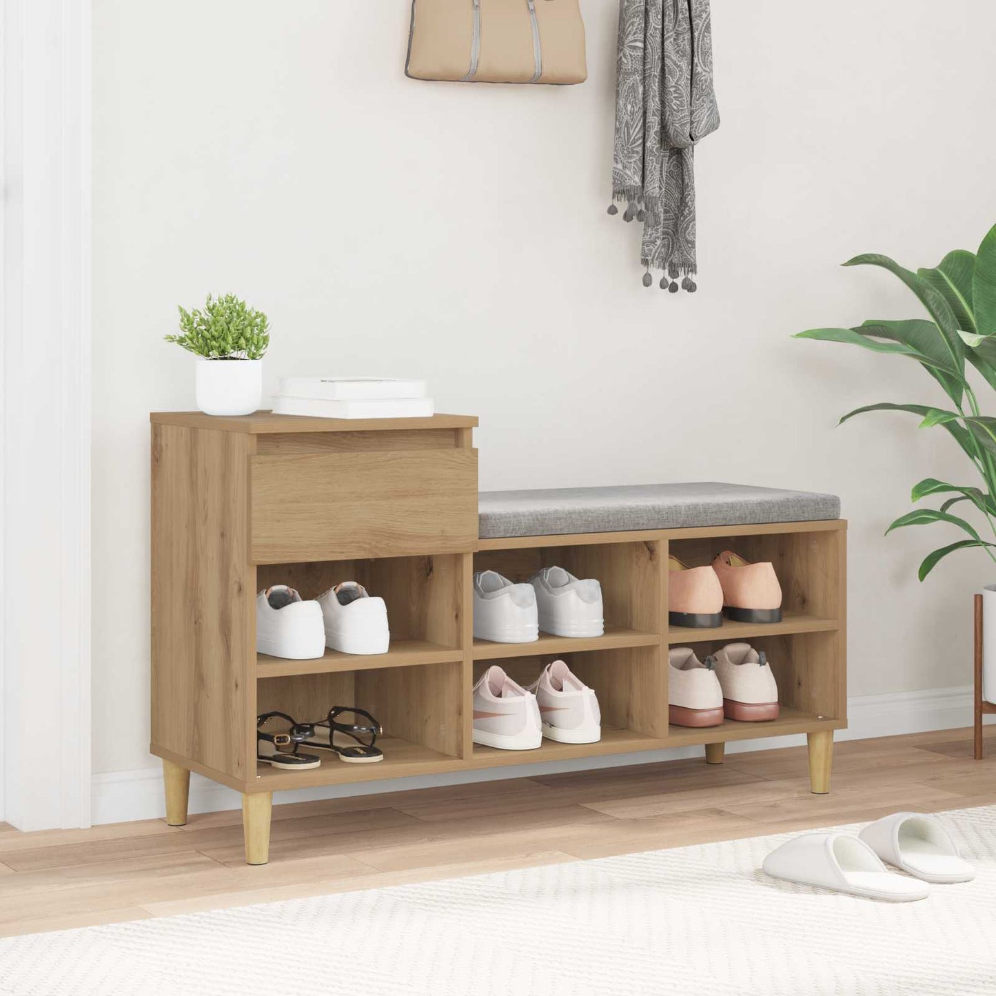 Sko Skap med skuff Artisan Eik 102 x 36 x 60 cm Konstruert tre