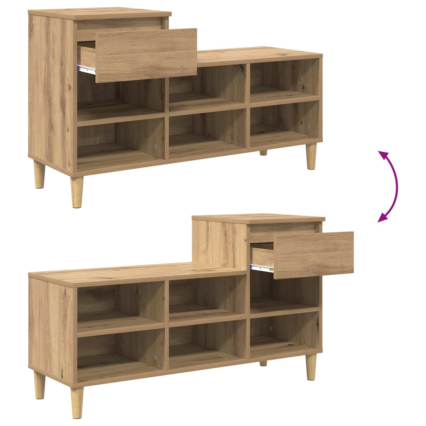 Sko Skap med skuff Artisan Eik 102 x 36 x 60 cm Konstruert tre
