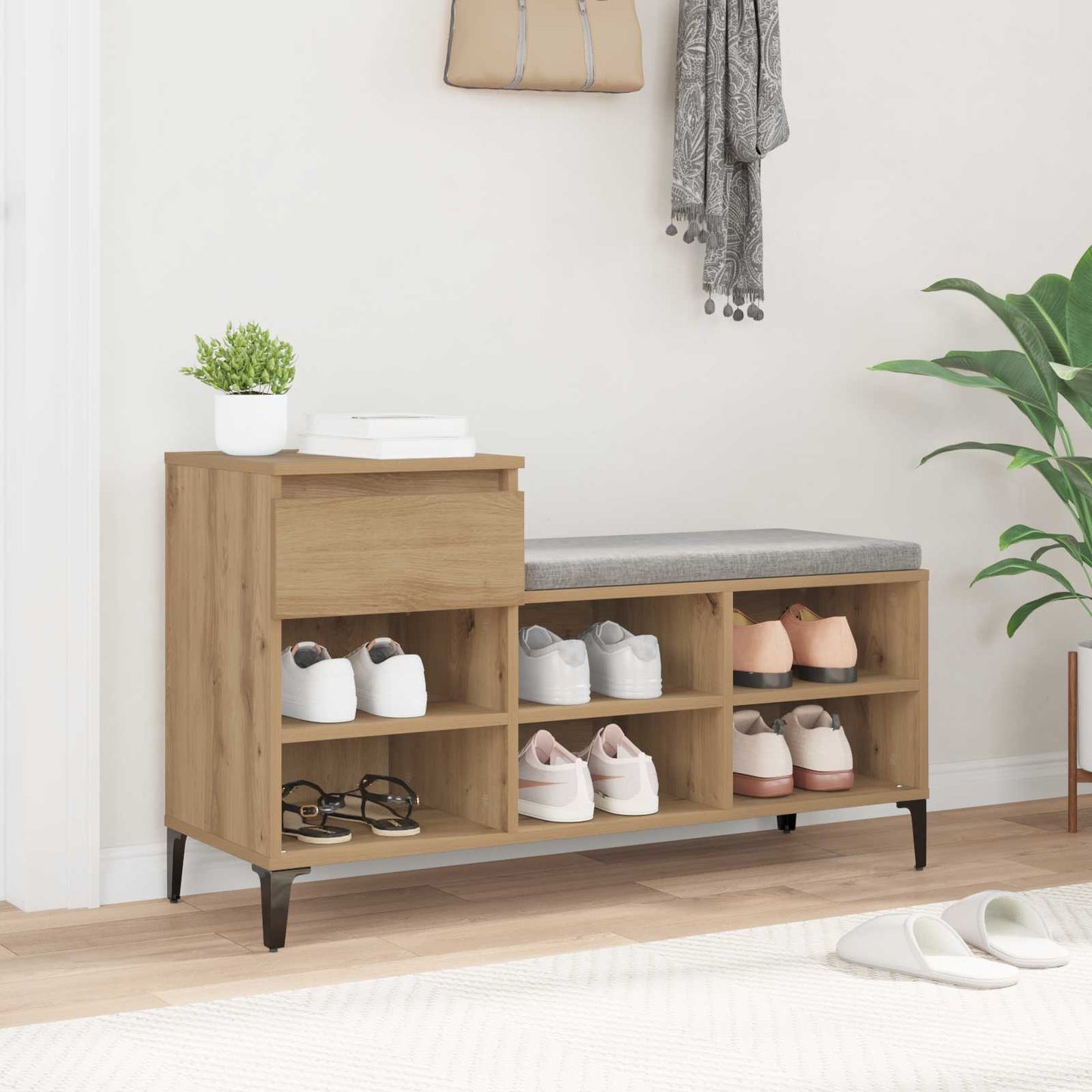 Sko Skap med skuff artisan eik 102 x 36 x 60 cm Konstruert tre