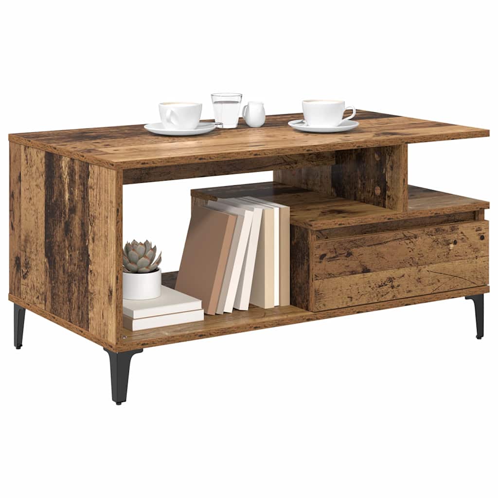 Kaffebord med skuff Gamle tre 90 x 49 x 45 cm Konstruert tre