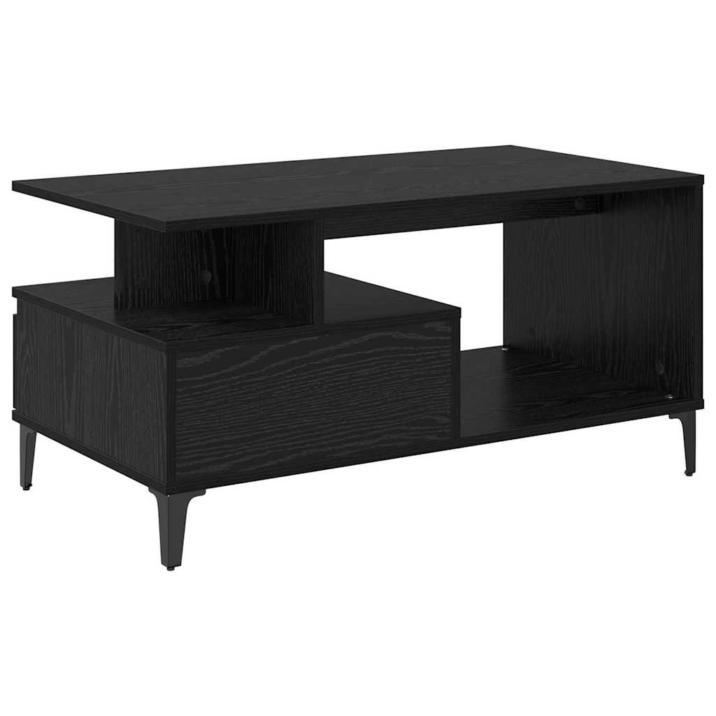Kaffebord med skuff Svart Eik 90 x 49 x 45 cm Konstruert tre
